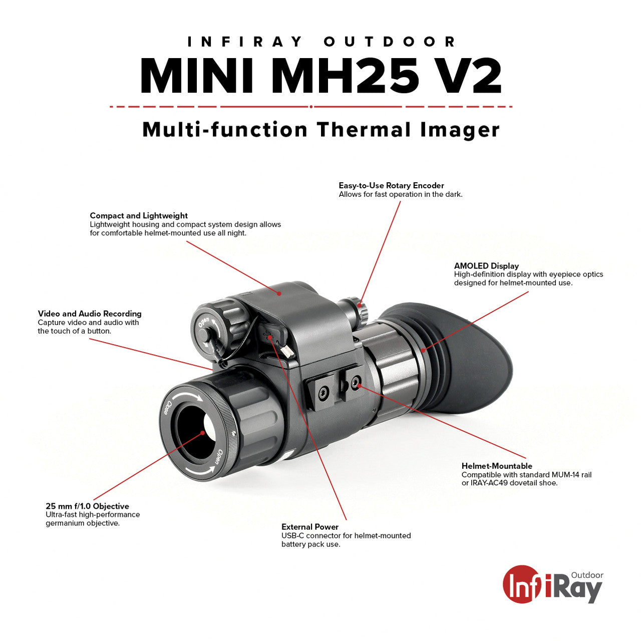 InfiRay MINI MH25v2  1-4x 640X512 25mm Thermal Monocular