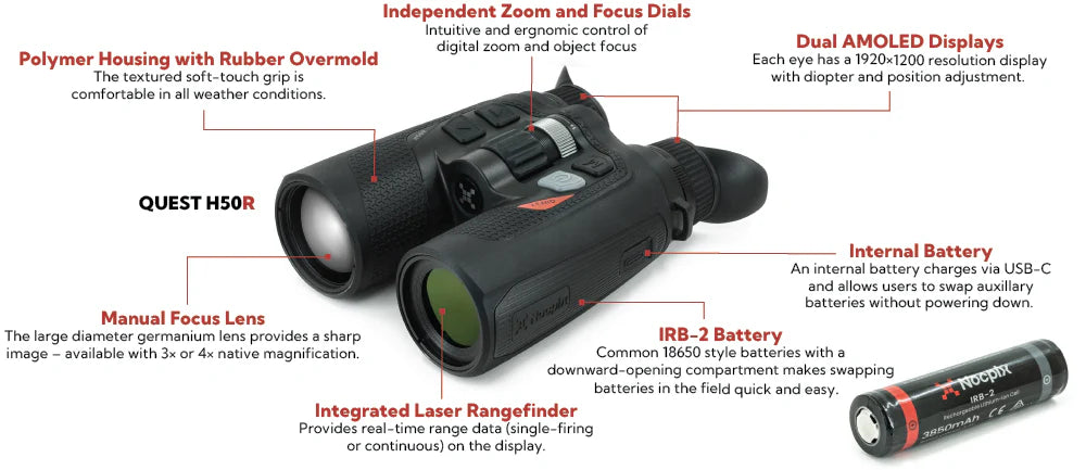 Nocpix QUEST H50R Rangefinding Thermal Binocular 640x512 50mm